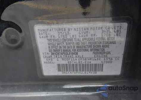 2016 Nissan Versa S/S Plus/Sv/Sl z USA, uszkodzony, nr VIN 3N1CN7APXGL819438